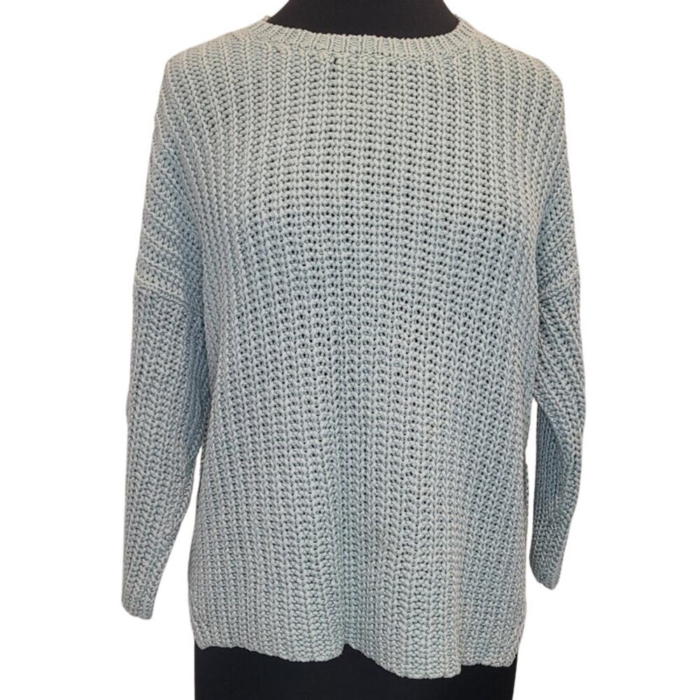 Eileen Fisher Organic Cotton Chunky Sweater Green M